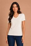 Baby-look decote V OFF WHITE
